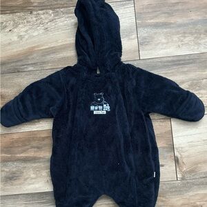 Cozy Black Hooded Baby Onesie